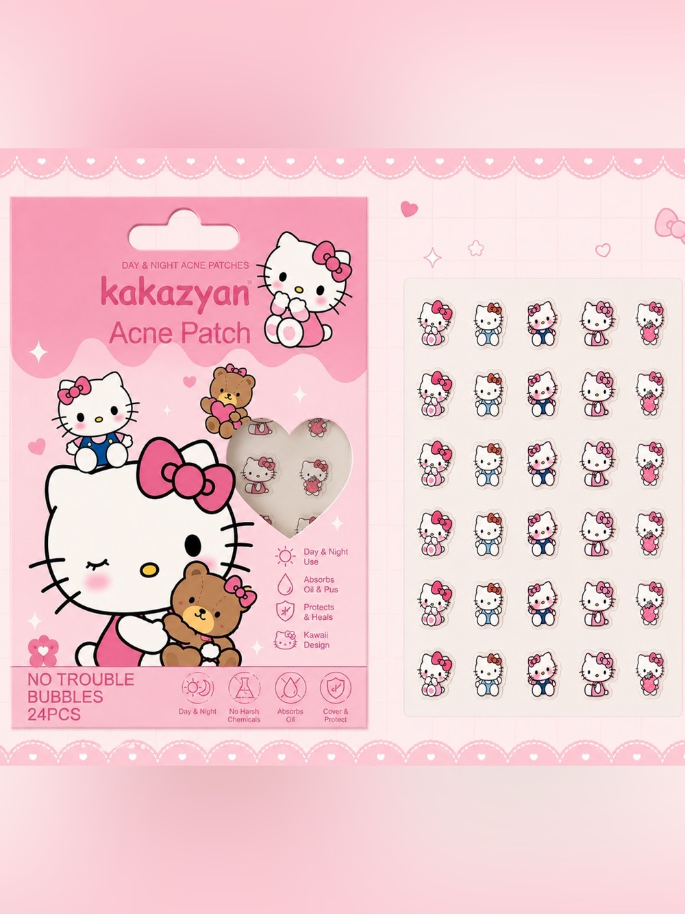 Pink Hello Kitty Acne Pimple Patches - 24 Pack